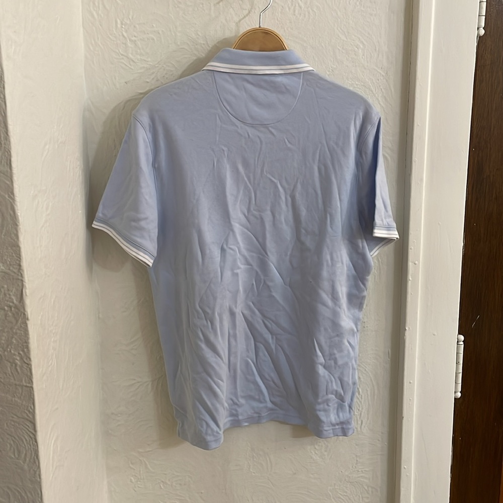 MICHAEL KORS Men's Tipped Texture Modern Fit Polo Shirt Size S In Dusty Sky - Picture 7 of 7